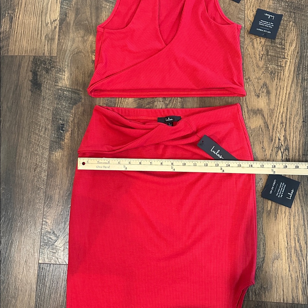 NWT! Lulus Make My Move Red Ribbed Twist-front Two-piece Midi Dress - Picture 9 of 16